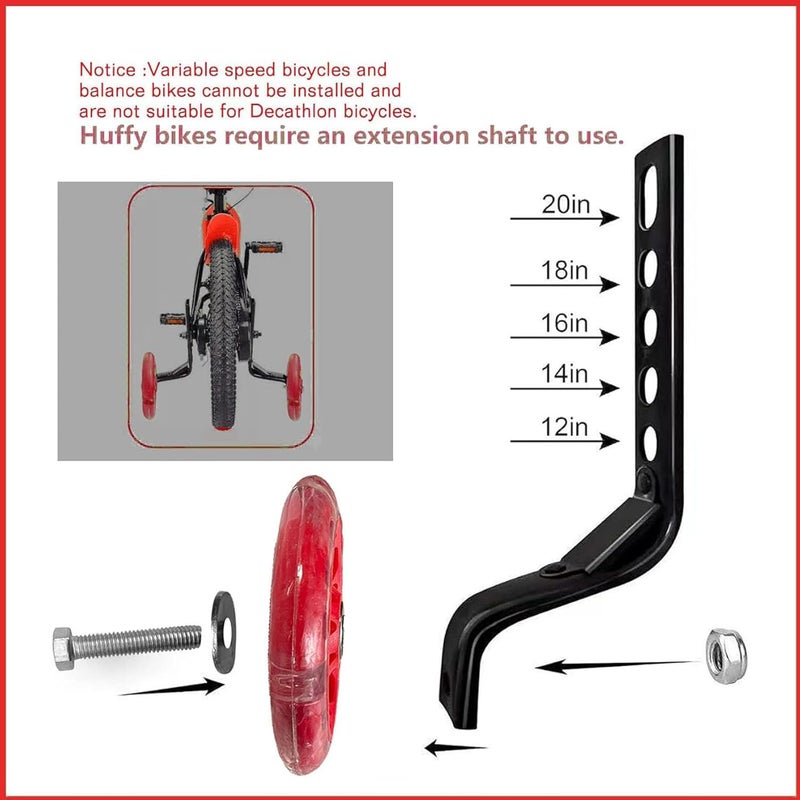 YTKD Training Wheels for Bicycle,Flash Mute Wheel Compatible for Bikes of 12-20 Inch 1 Pair - Image 4